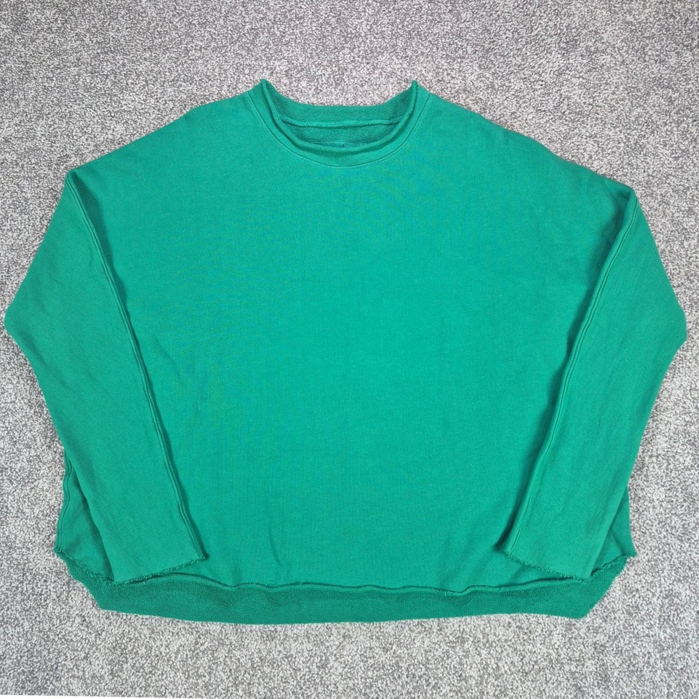 Frank & Eileen Sweatshirt Womens Medium Green Cotton Anna Long Sleeve Capelet